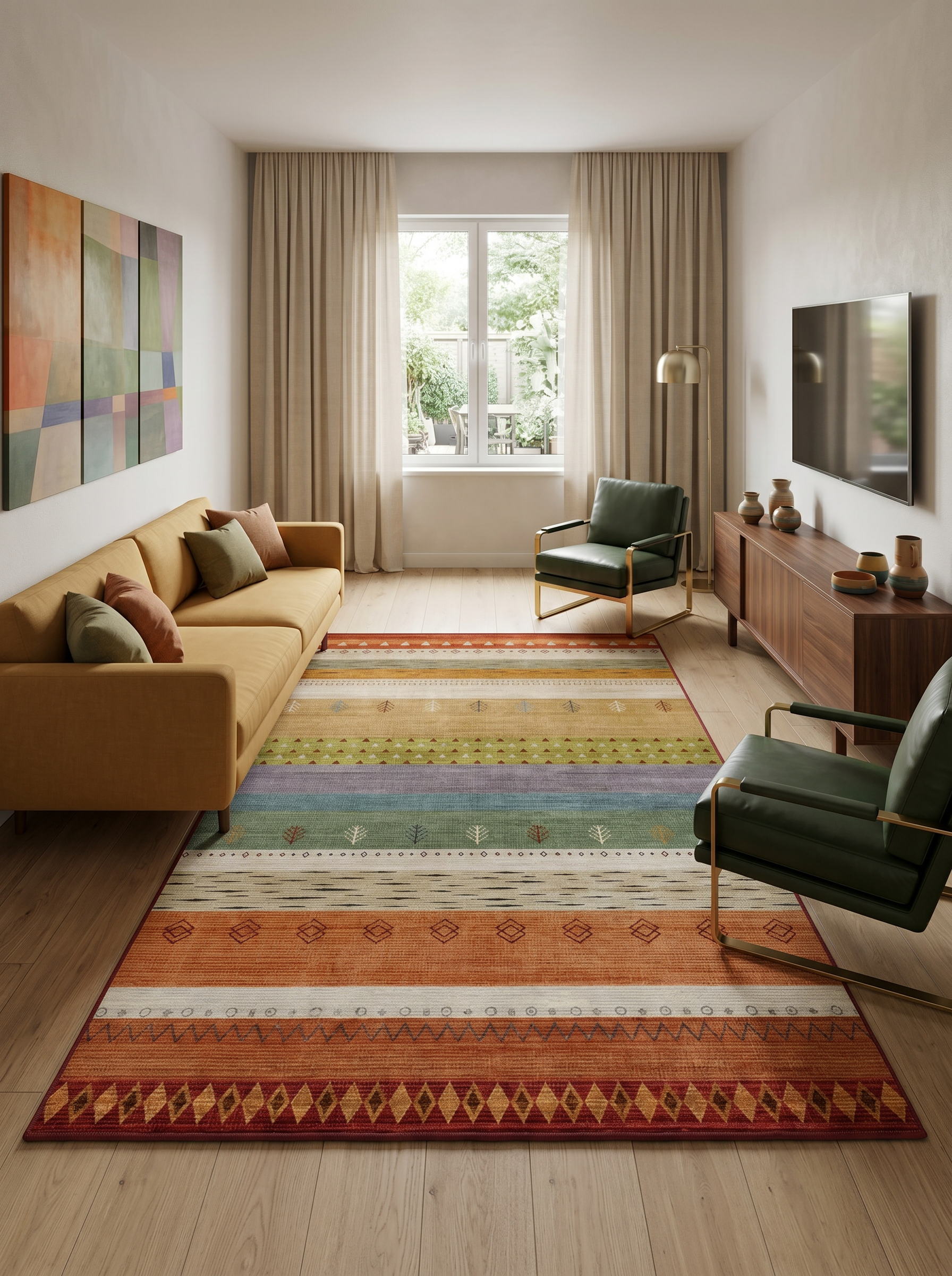 yıkanabilir kaymaz taban şönil dokuma halı 160x230 (4 m²) renkli