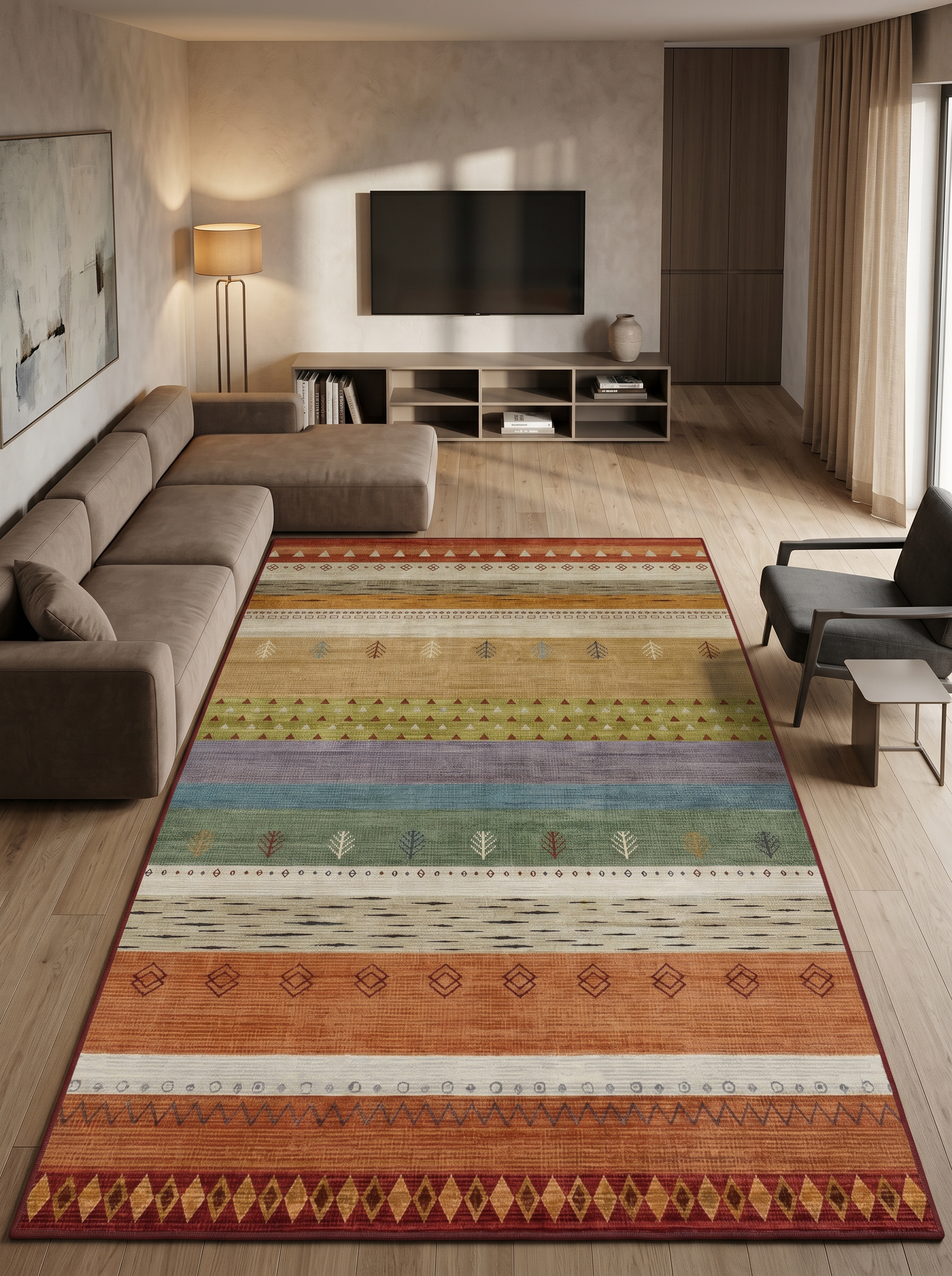 yıkanabilir kaymaz taban şönil dokuma halı 200x290 (6 m²) renkli