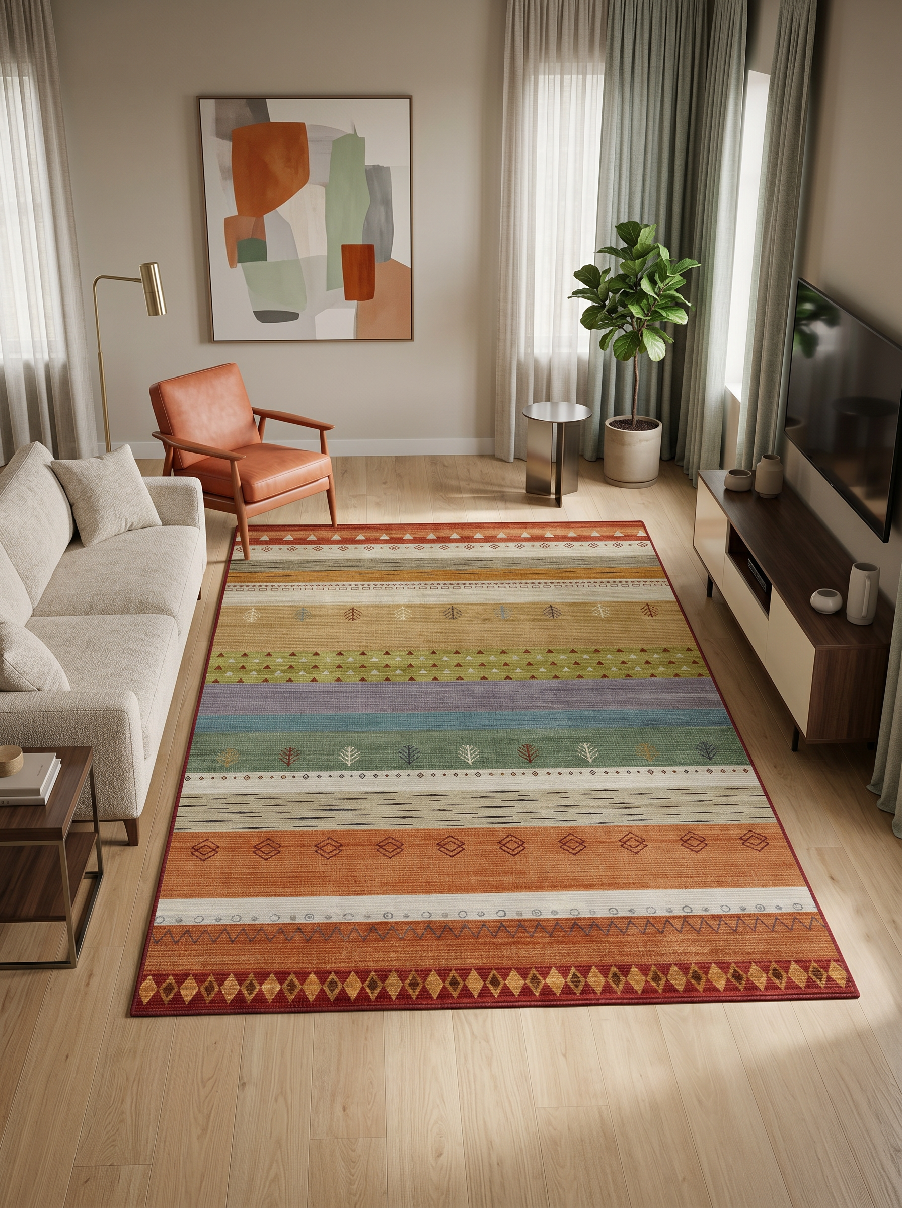 yıkanabilir kaymaz taban şönil dokuma halı 200x250 (5 m²) renkli