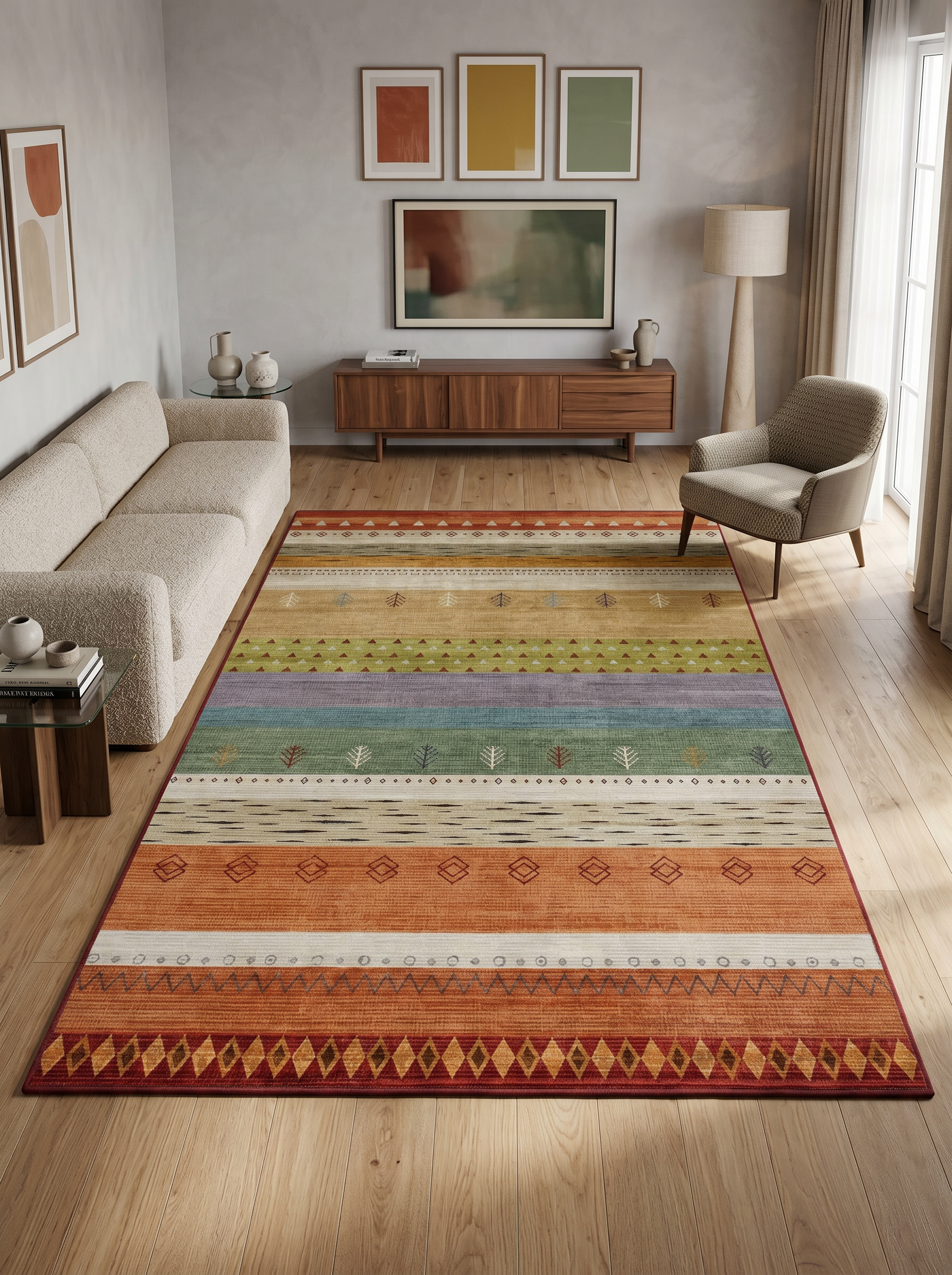 yıkanabilir kaymaz taban şönil dokuma halı 80x150 renkli