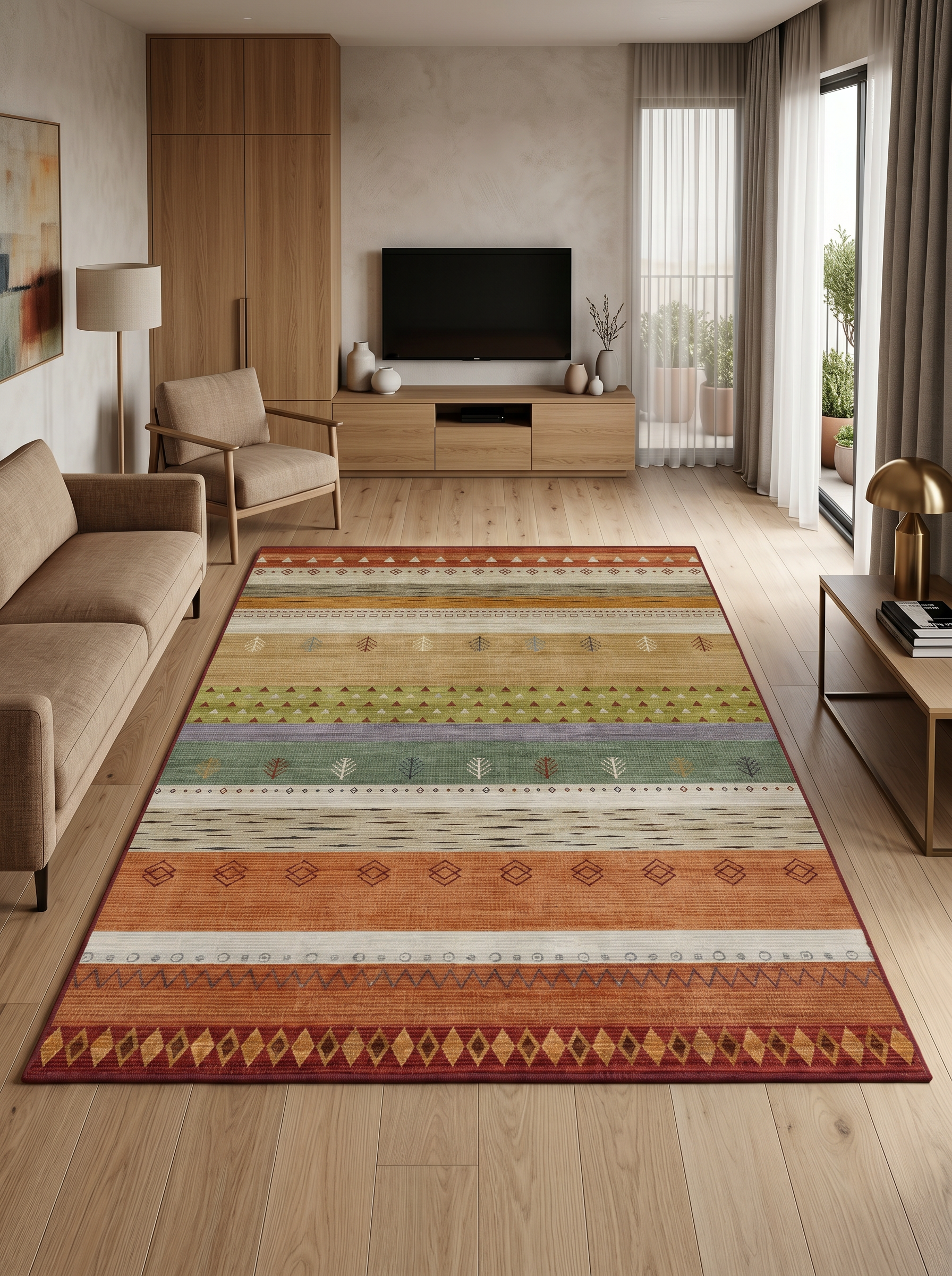 yıkanabilir kaymaz taban şönil dokuma halı 80x200 renkli