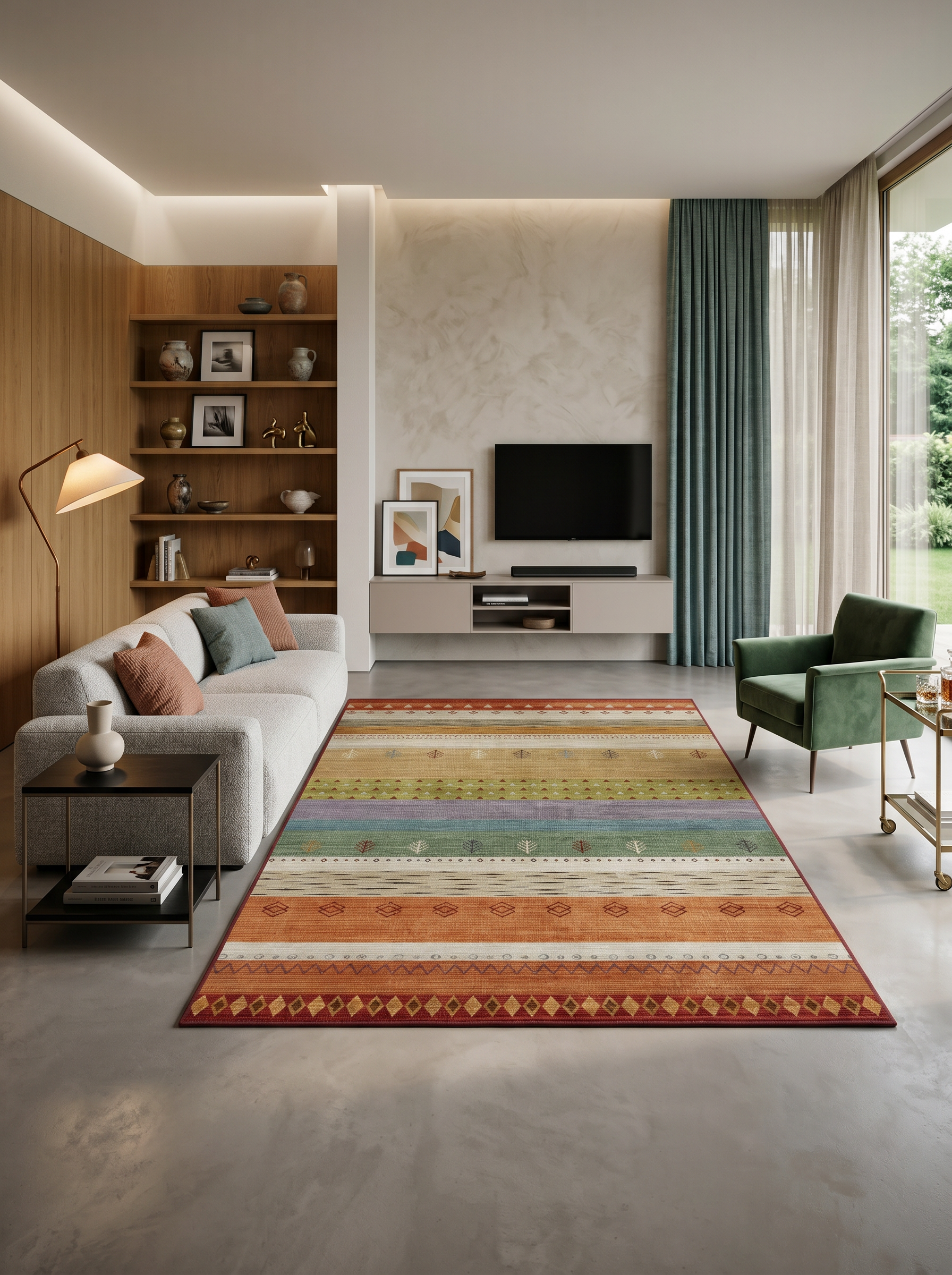 yıkanabilir kaymaz taban şönil dokuma halı 120x180 renkli