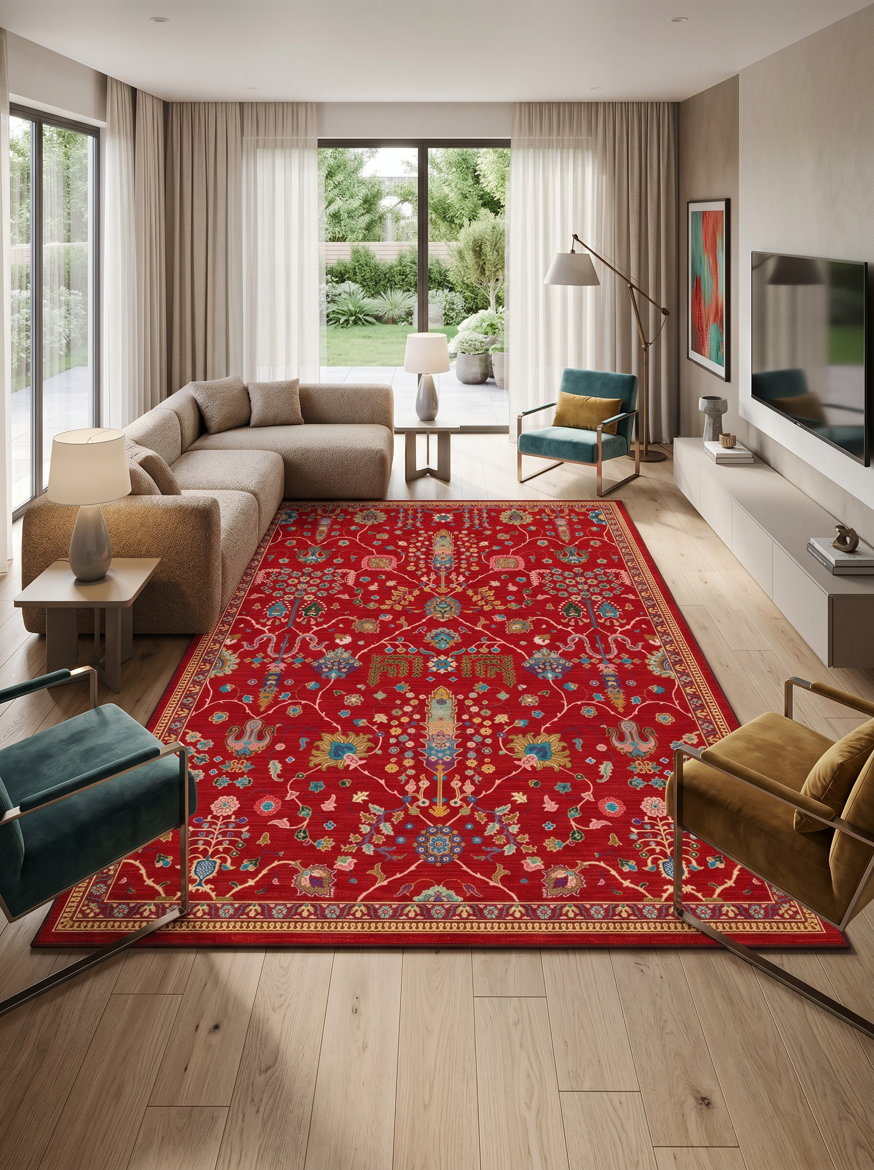 yıkanabilir kaymaz taban şönil dokuma halı 80x200 kirmizi; renkli