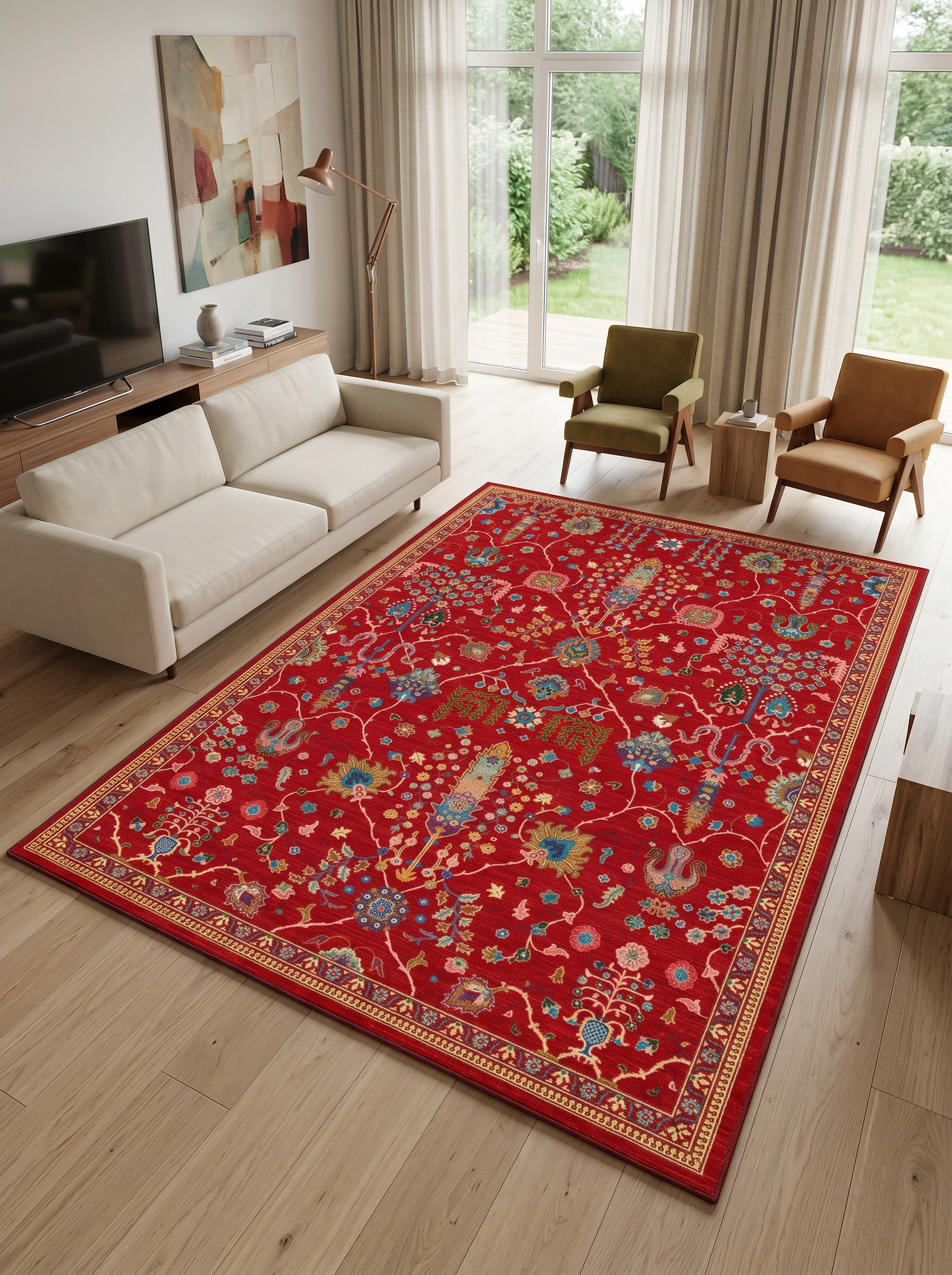 yıkanabilir kaymaz taban şönil dokuma halı 80x100 kirmizi; renkli