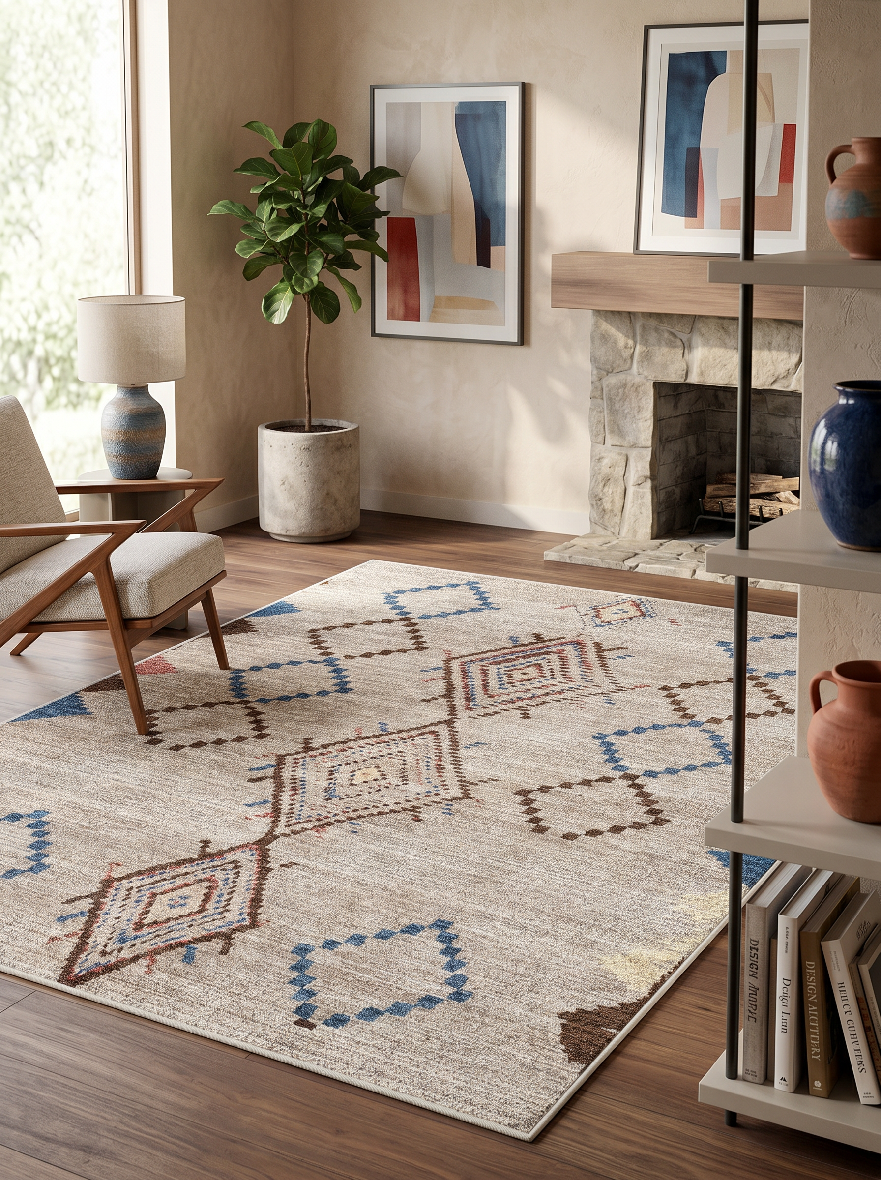 yıkanabilir kaymaz taban şönil dokuma halı 200x250 (5 m²) kahverengi; mavi; renkli
