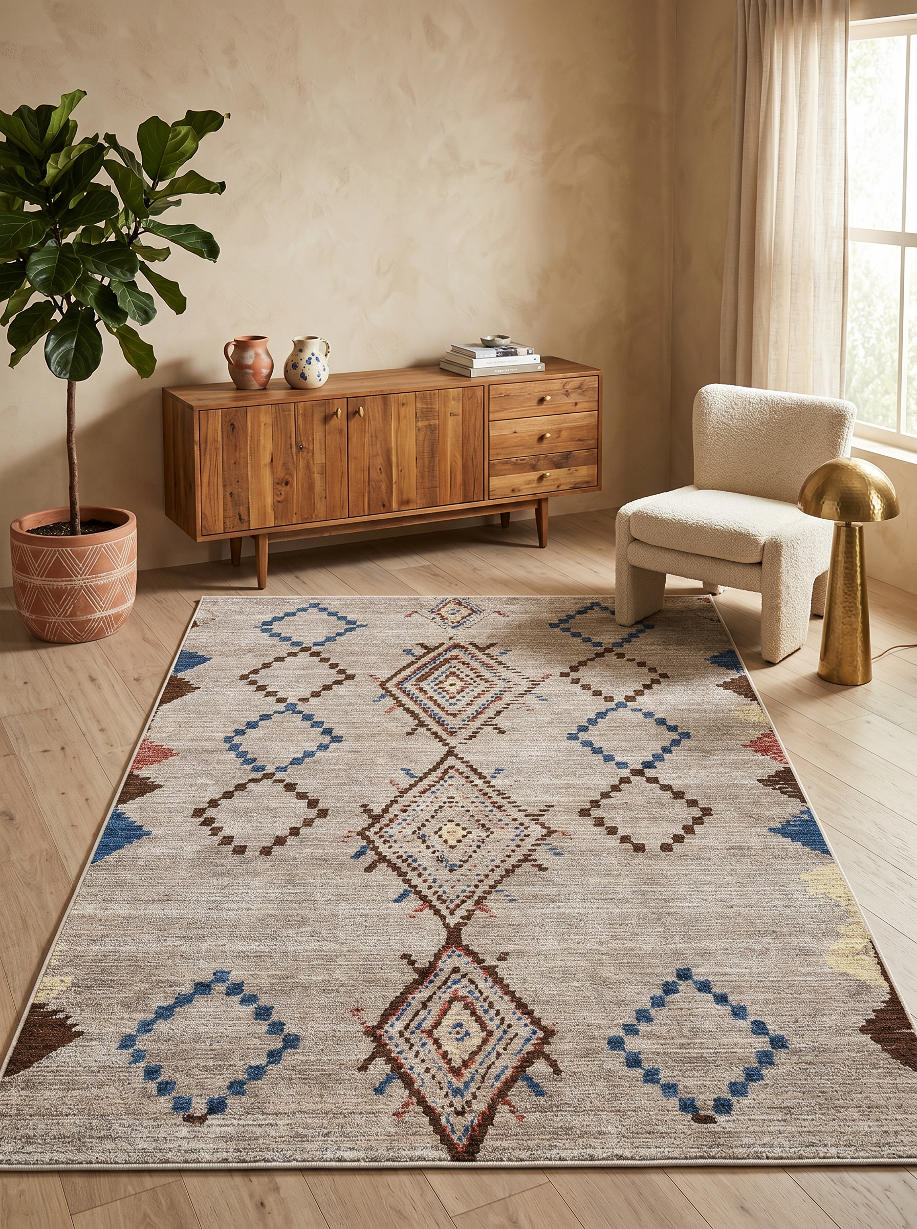 yıkanabilir kaymaz taban şönil dokuma halı 80x100 kahverengi; mavi; renkli