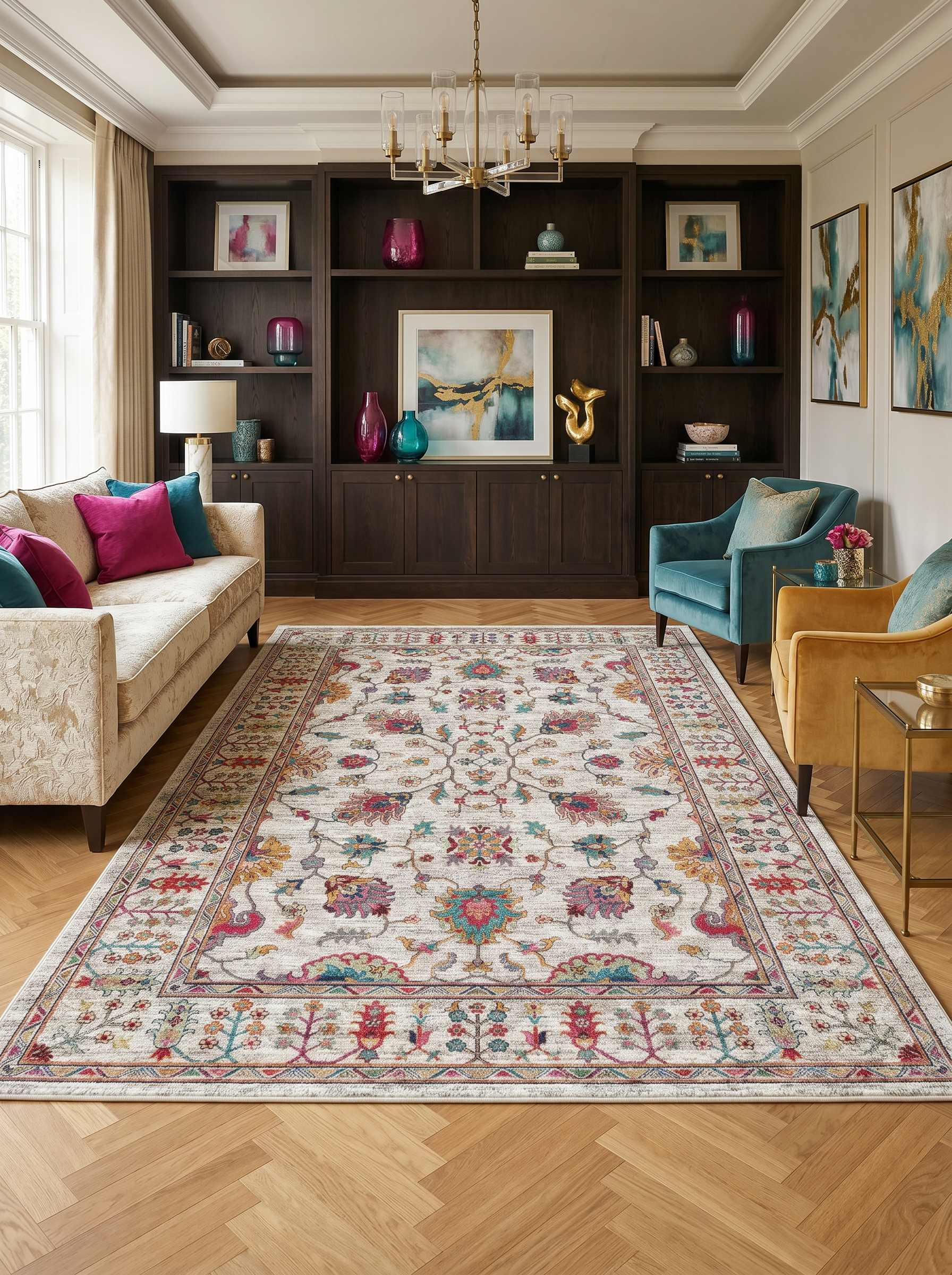 yıkanabilir kaymaz taban şönil dokuma halı 120x180 gri; renkli