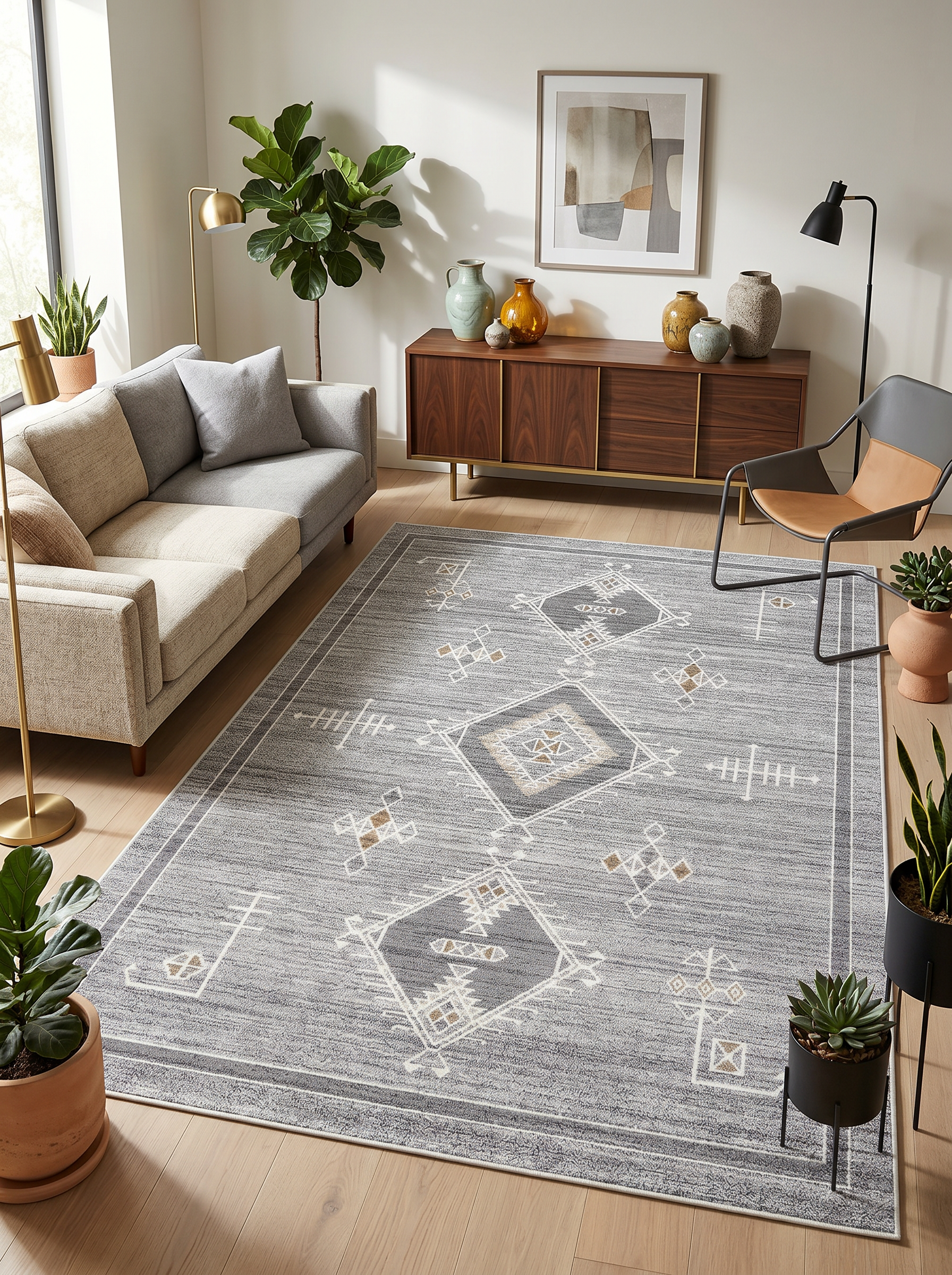 yıkanabilir kaymaz taban şönil dokuma halı 160x230 (4 m²) gri