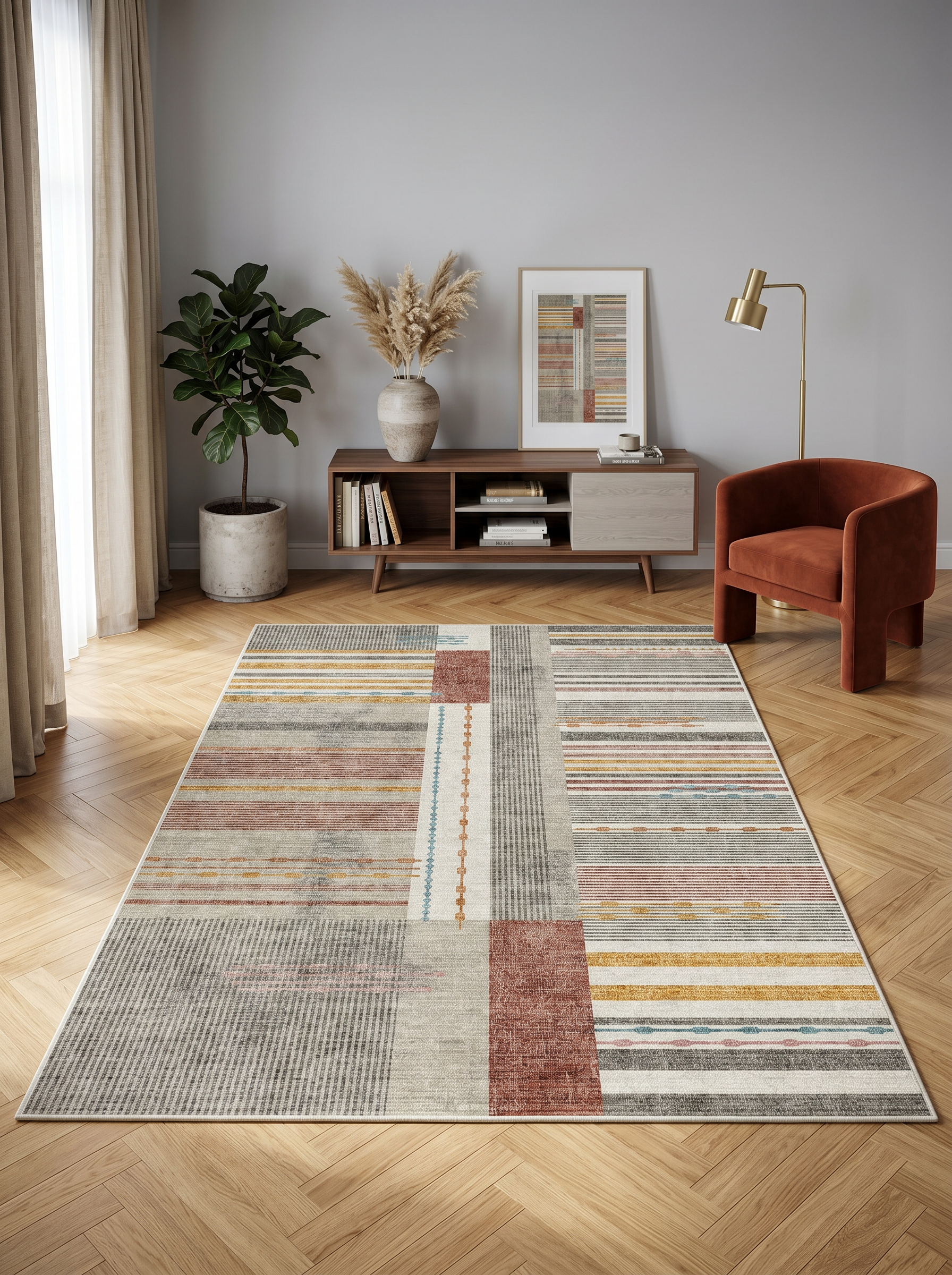 yıkanabilir kaymaz taban şönil dokuma halı 160x230 (4 m²) kahverengi; bej; renkli