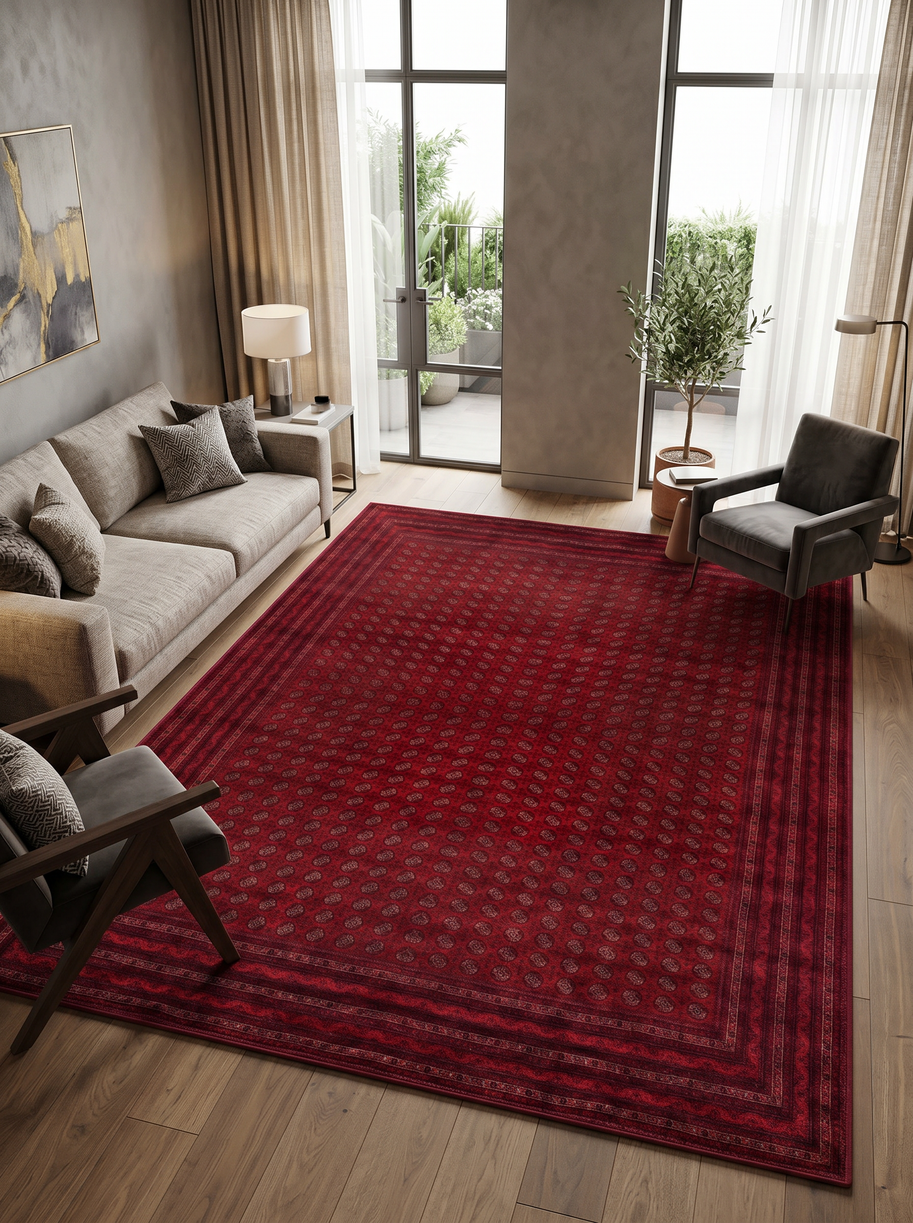 yıkanabilir kaymaz taban şönil dokuma halı 80x200 kirmizi; siyah