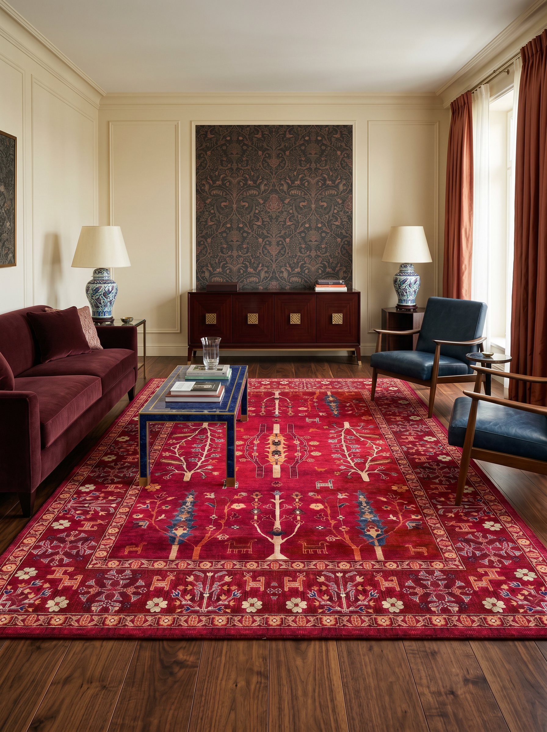 yıkanabilir kaymaz taban şönil dokuma halı 200x290 (6 m²) kirmizi; renkli