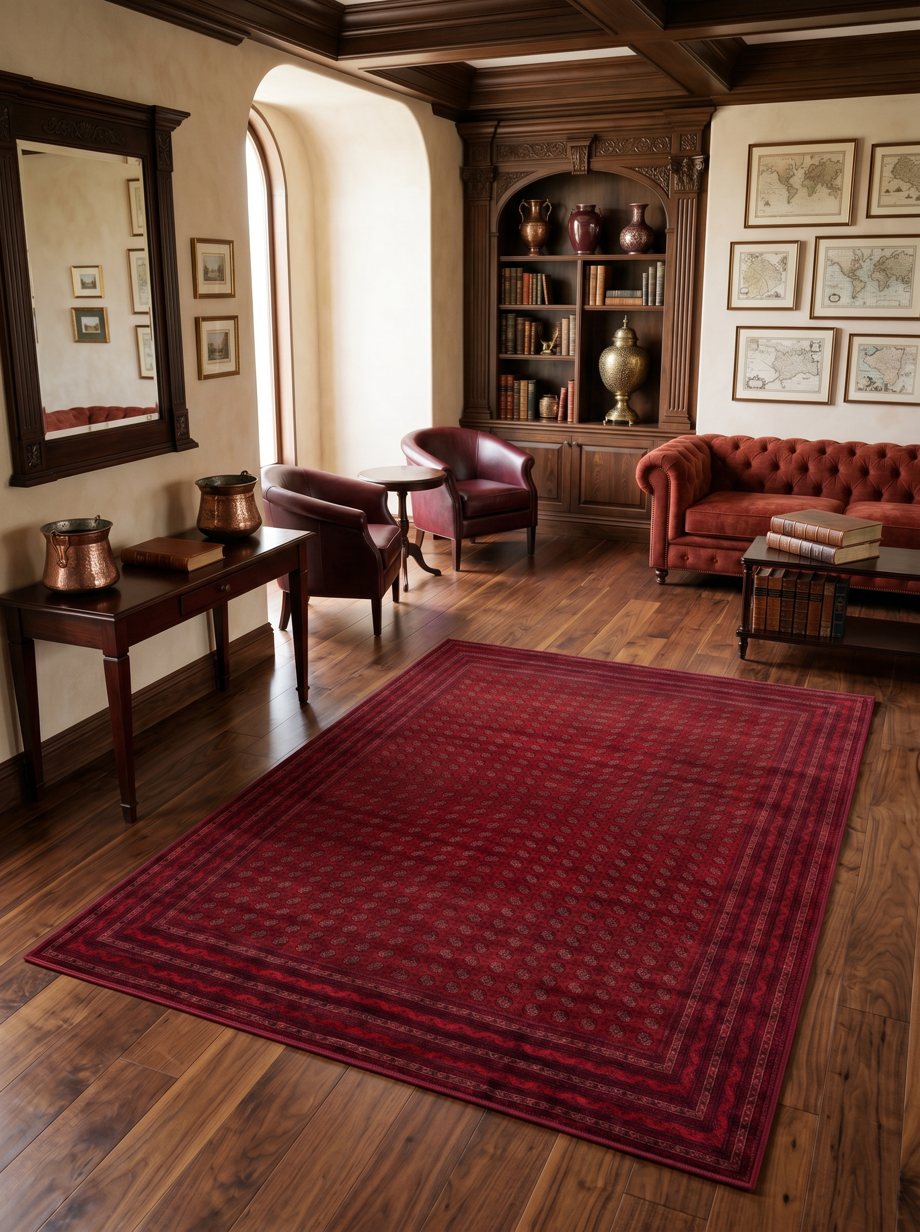 yıkanabilir kaymaz taban şönil dokuma halı 160x230 (4 m²) kirmizi; siyah