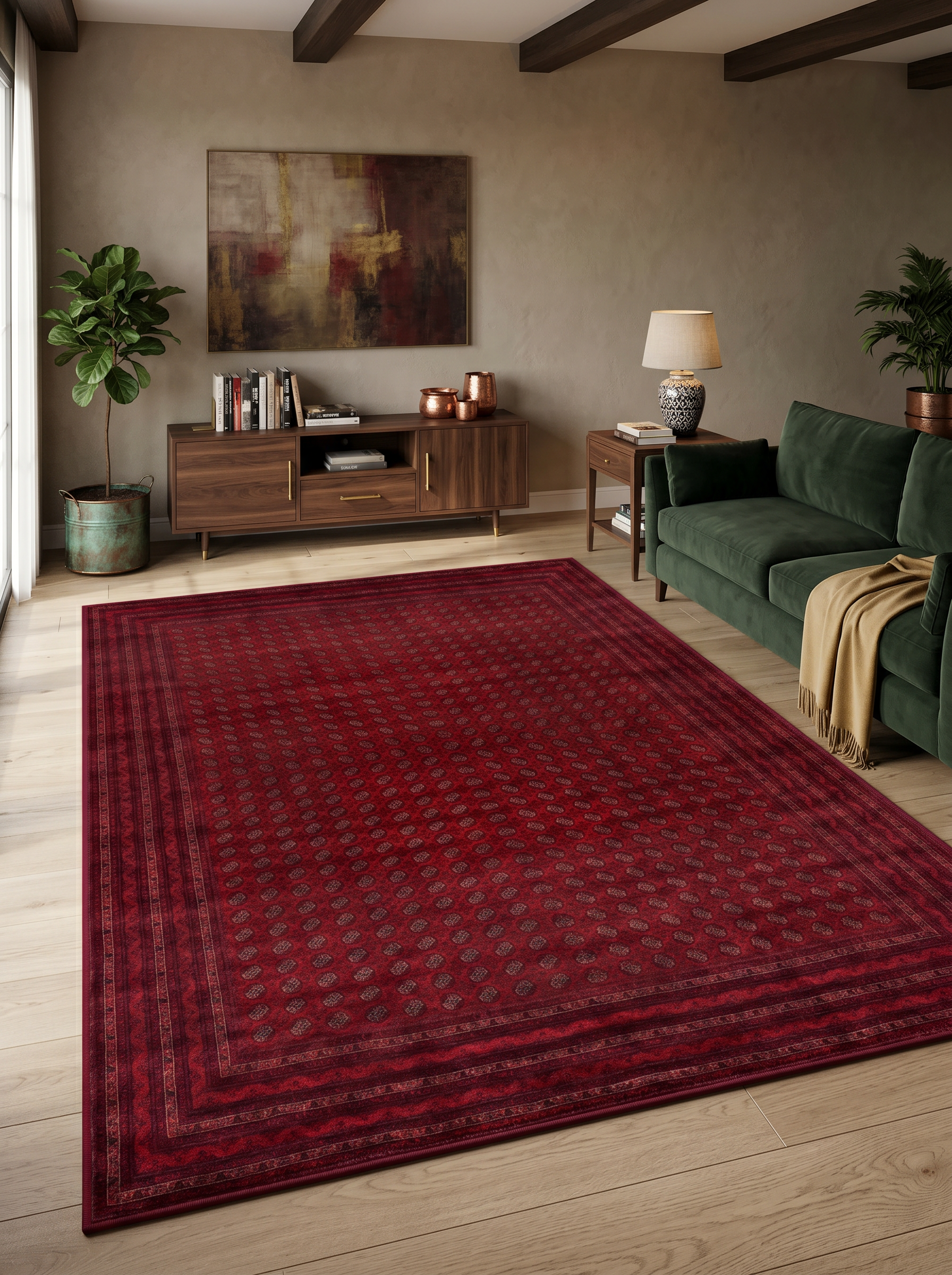 yıkanabilir kaymaz taban şönil dokuma halı 80x150 kirmizi; siyah