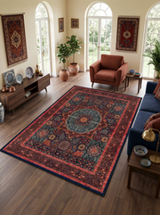 yıkanabilir kaymaz taban şönil dokuma halı 80x100 turuncu; yesil; renkli