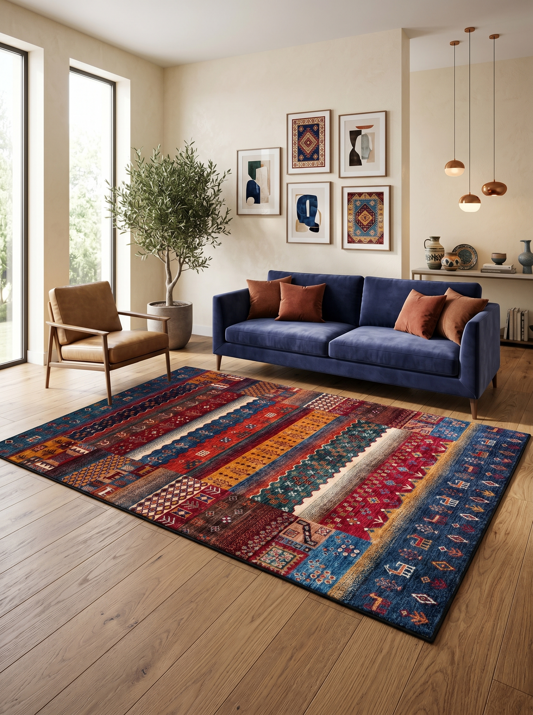 yıkanabilir kaymaz taban şönil dokuma halı 80x100 kirmizi; lacivert; renkli