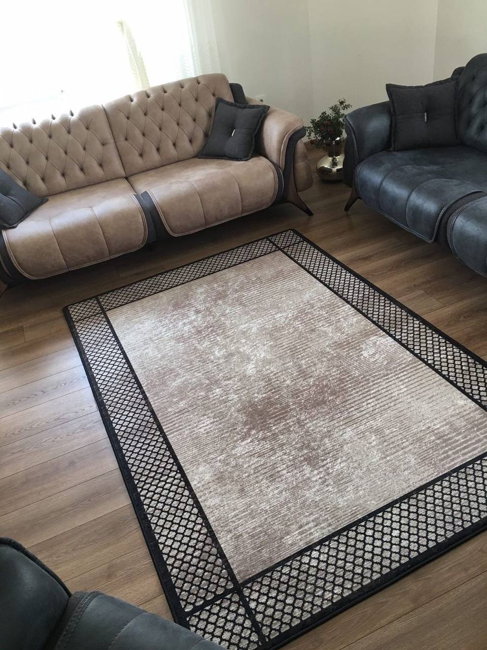 REDYA - Kaymaz Deri Taban Makinede Yıkanabilir Salon Oturma Odası Mutfak Halısı