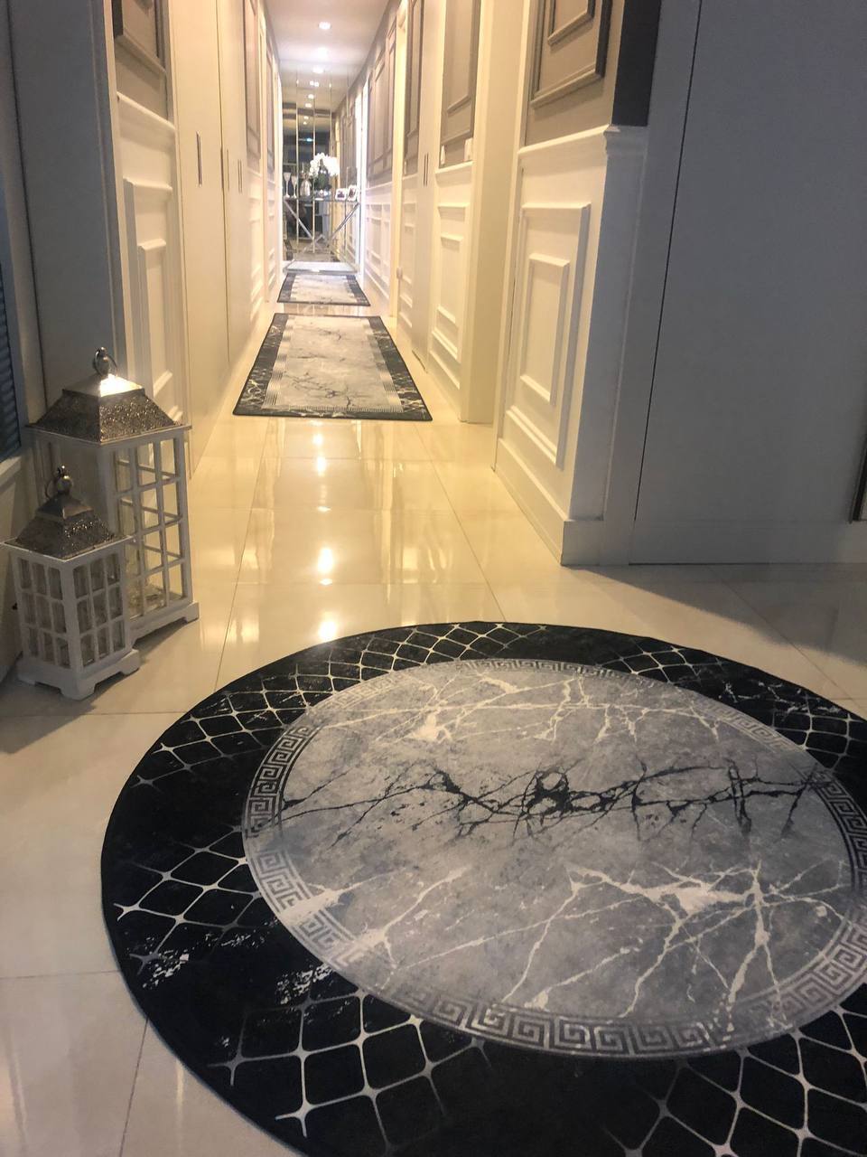 VENDY SİYAH - Kaymaz Deri Taban Makinede Yıkanabilir Salon Oturma Odası Mutfak Halısı