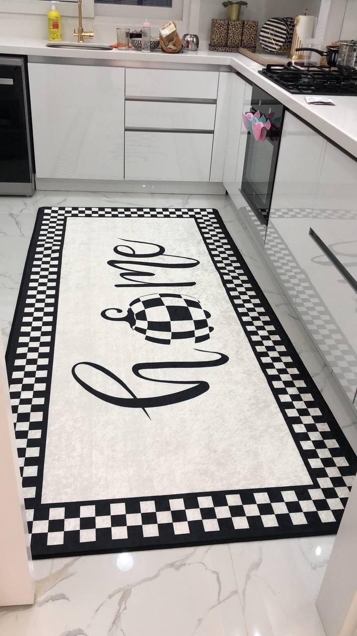 HOME DAMA - Kaymaz Deri Taban Makinede Yıkanabilir Salon Oturma Odası Mutfak Halısı