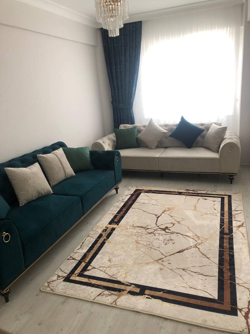 ANADİA - Kaymaz Deri Taban Makinede Yıkanabilir Salon Oturma Odası Mutfak Halısı