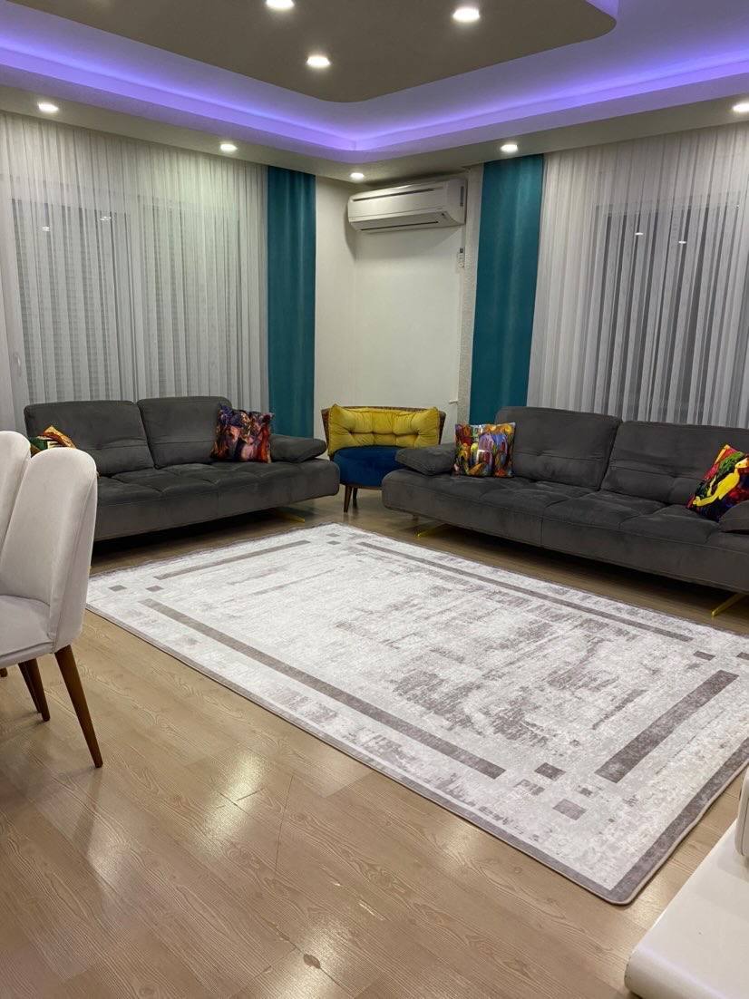 BRİSTOL - Kaymaz Deri Taban Makinede Yıkanabilir Salon Oturma Odası Mutfak Halısı